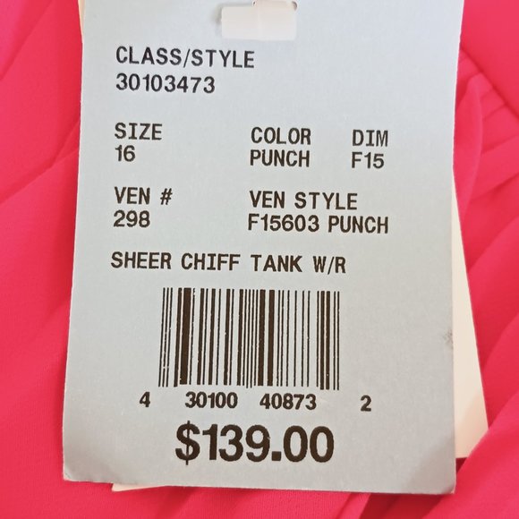 David's Bridal Women's Plus Punch Sheer Chiffon Tank With Rouching Dress Size 16 - Picture 14 of 16